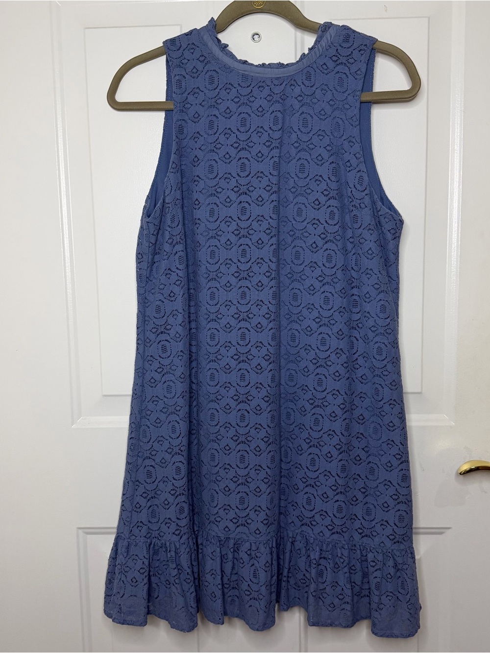 Chelsea & Violet Periwinkle Lace Sleeveless Ruffle-Hem Dress